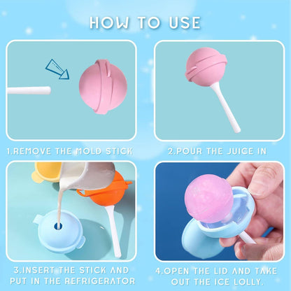 Silicone Lollipop Ice Ball Mold with Food-Grade Lid