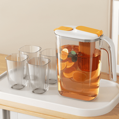 Multi-Purpose Beverages Kettle Jar with Strainer and 4 Cups (2.6L)