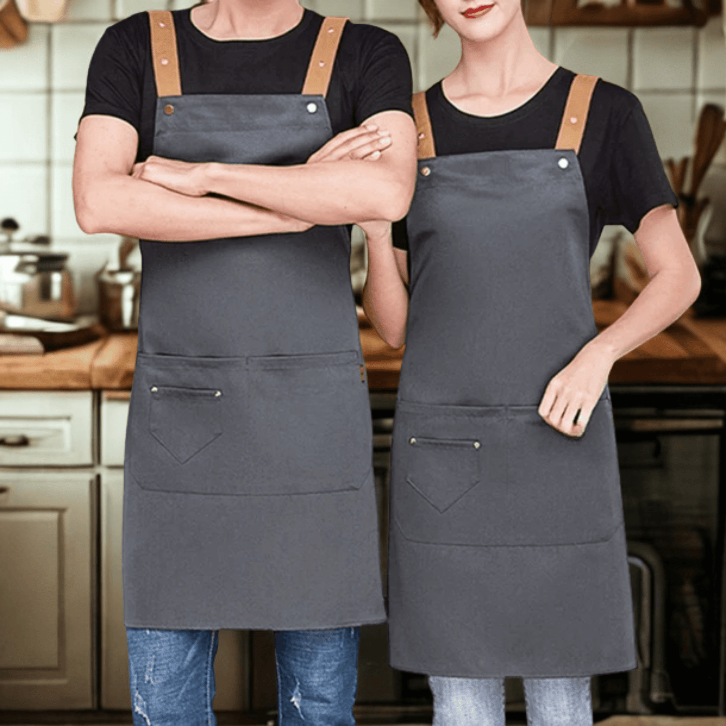 Premium Canvas Cross-Back Apron with Pockets