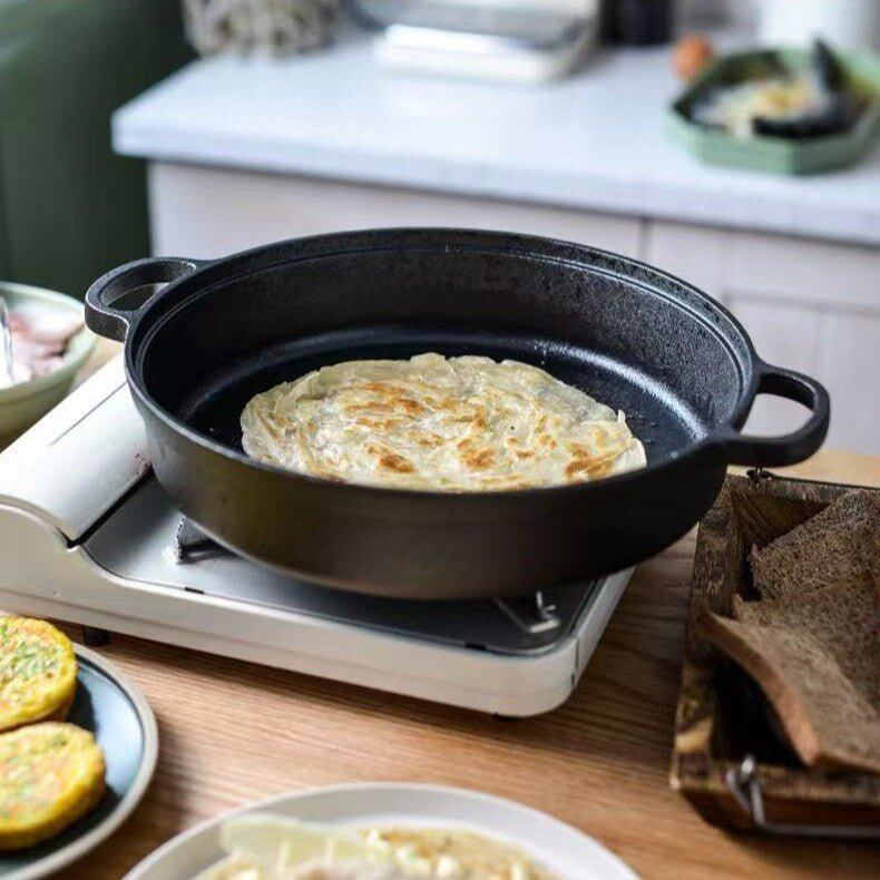 Multi-Purpose Cast Iron Skillet with Lid and Ear Handles (25cm)