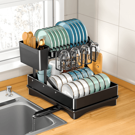 Space-Saving Foldable Iron Kitchen Dish Organizer Rack