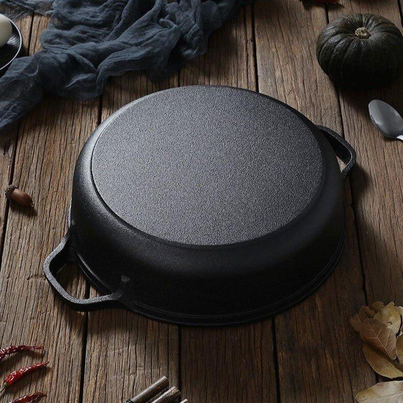 Multi-Purpose Cast Iron Skillet with Lid and Ear Handles (25cm)