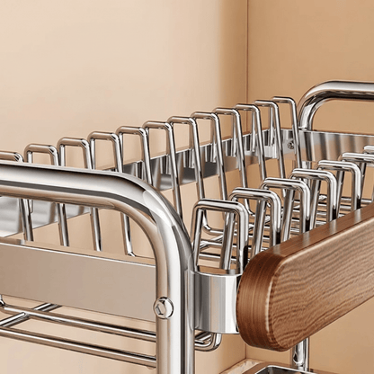 Stainless Steel Dish Drying Rack with Knife & Board Holder