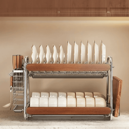 Stainless Steel Dish Drying Rack with Knife & Board Holder