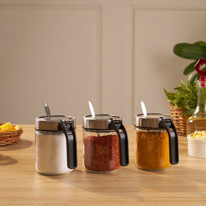 Airtight Glass Storage Containers with Stainless Steel Lid & Spoon