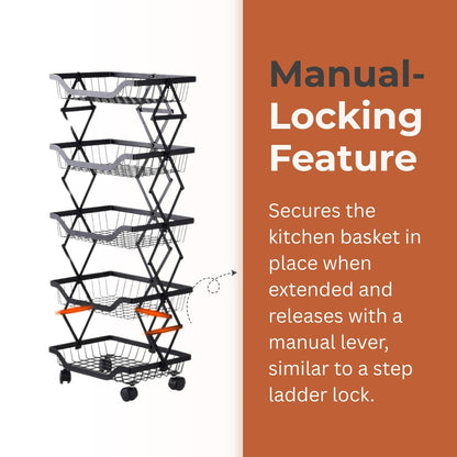 Multi-Layer Foldable Rolling Vegetable & Fruit Rack (95cm)