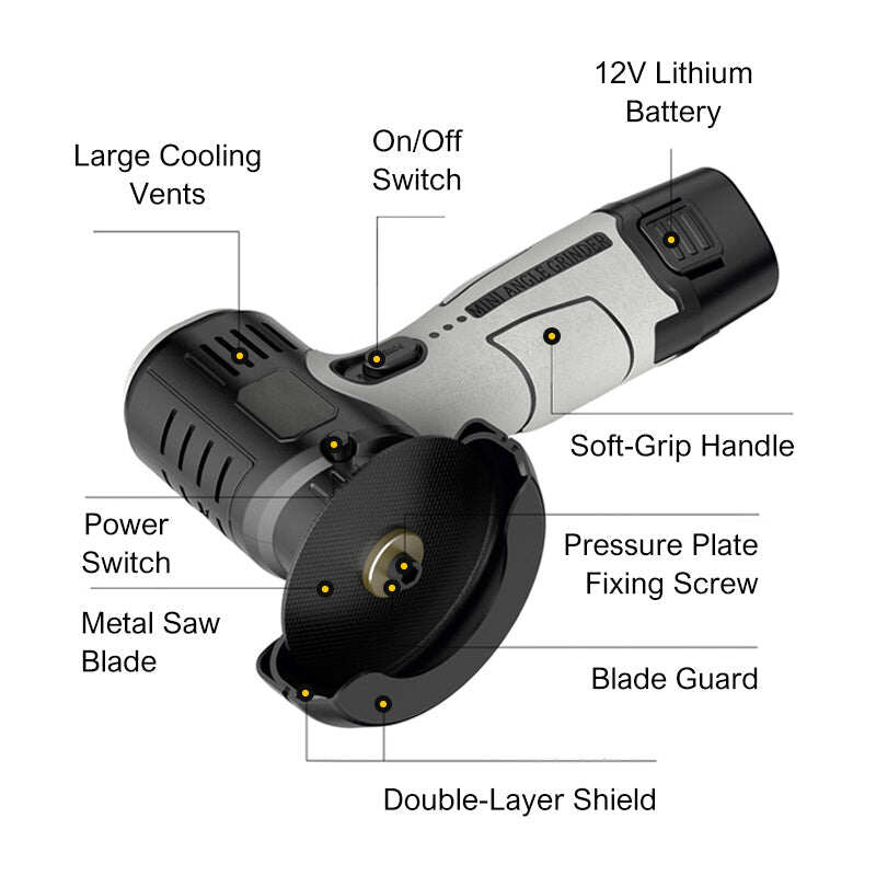 12V Mini Angle Grinder with Cutting Disc