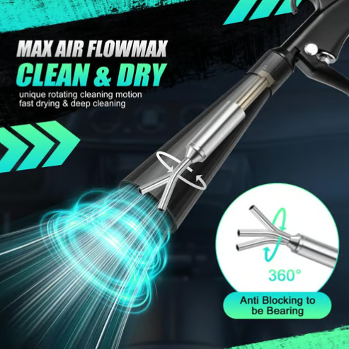 Air Blow Gun Car Interior Cleaning Gun High Pressure Car Detailing Cleaning Tool with Nozzle and Auto Detailing Dusting Brush