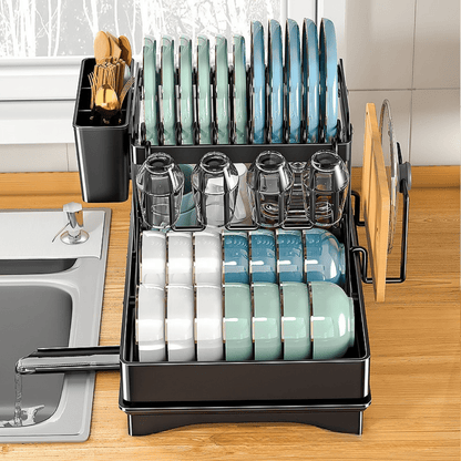 Space-Saving Foldable Iron Kitchen Dish Organizer Rack