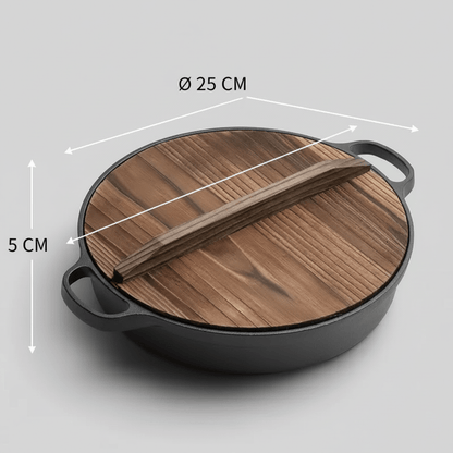 Multi-Purpose Cast Iron Skillet with Lid and Ear Handles (25cm)