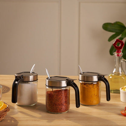 Airtight Glass Storage Containers with Stainless Steel Lid & Spoon